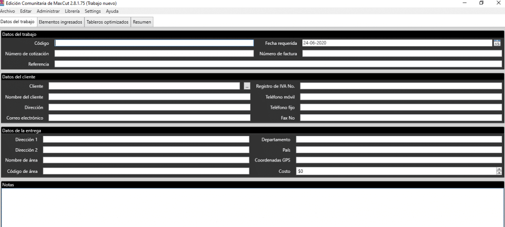 Maxcut: Programa para dimensionar paneles de madera 1