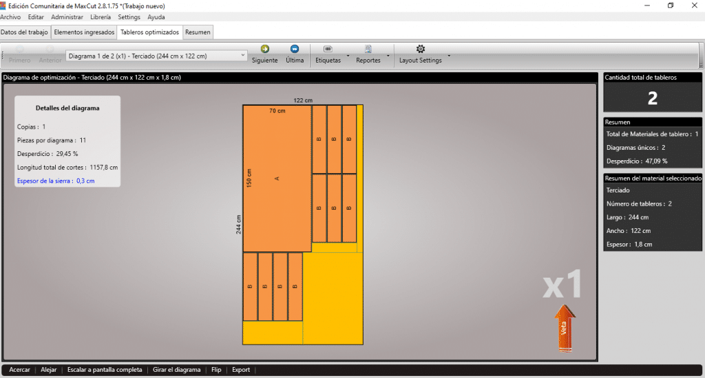 Maxcut: Programa para dimensionar paneles de madera 9 Maxcut: Programa para dimensionar paneles de madera 9